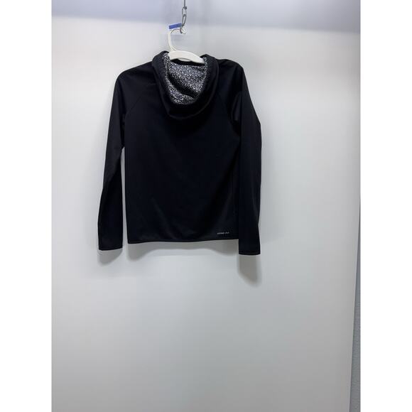 NIKE Hoodie Womens Small Black Pullover Fleece Hooded Therma-Fit Center Check - Picture 3 of 8